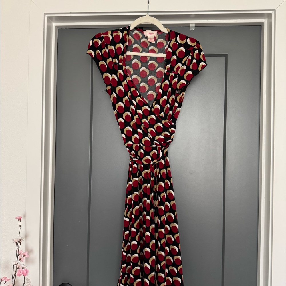 Candie's Red and Black Geometric Midi Dress